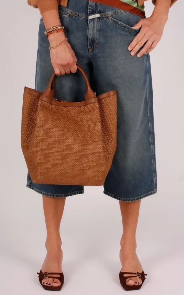 Abro Abro shopper Essential medium raffia cognac