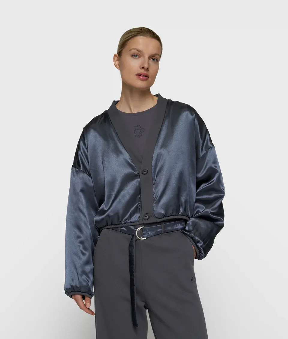 10 Days 10 Days reversible cardigan fleece steel blue