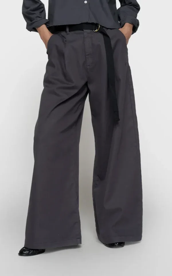 10DAYS 10Days wide pants jog twill steel blue