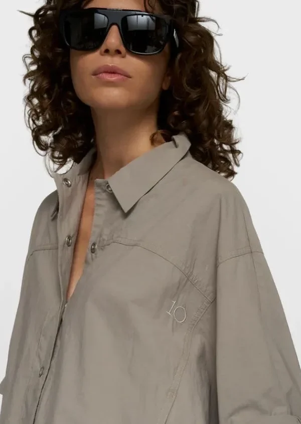 10DAYS 10Days wide crinkle blouse fog