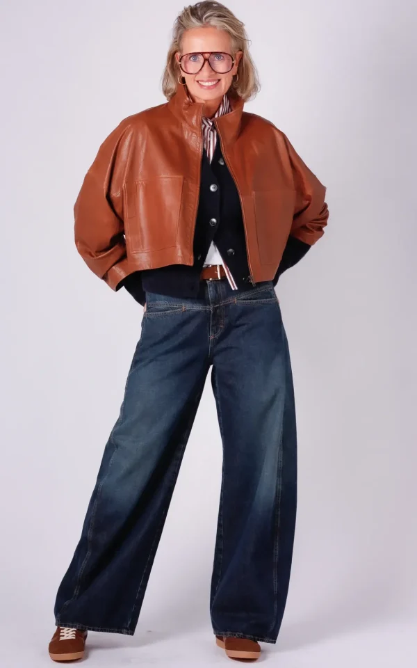 Drykorn Drykorn leren jas Elstow cognac