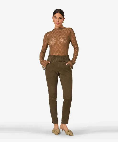 Ibana IBANA suede pants Colette dark green