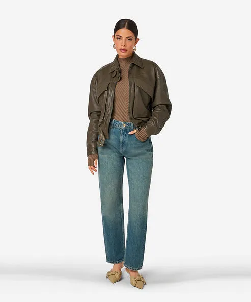 Ibana IBANA leren bomber jack Jevy groen