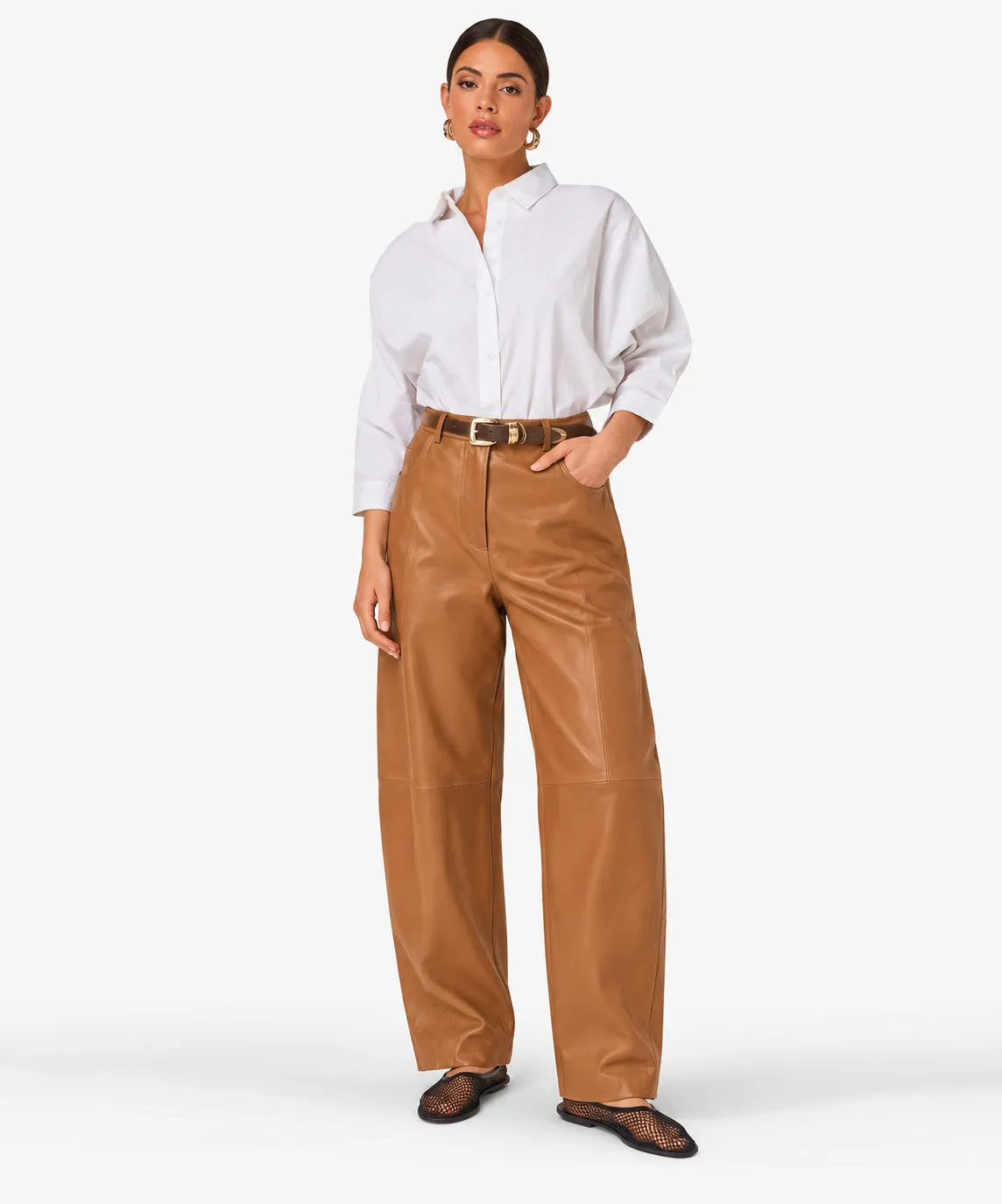 ibana-parla-cognac Ibana IBANA leren broek Parla cognac