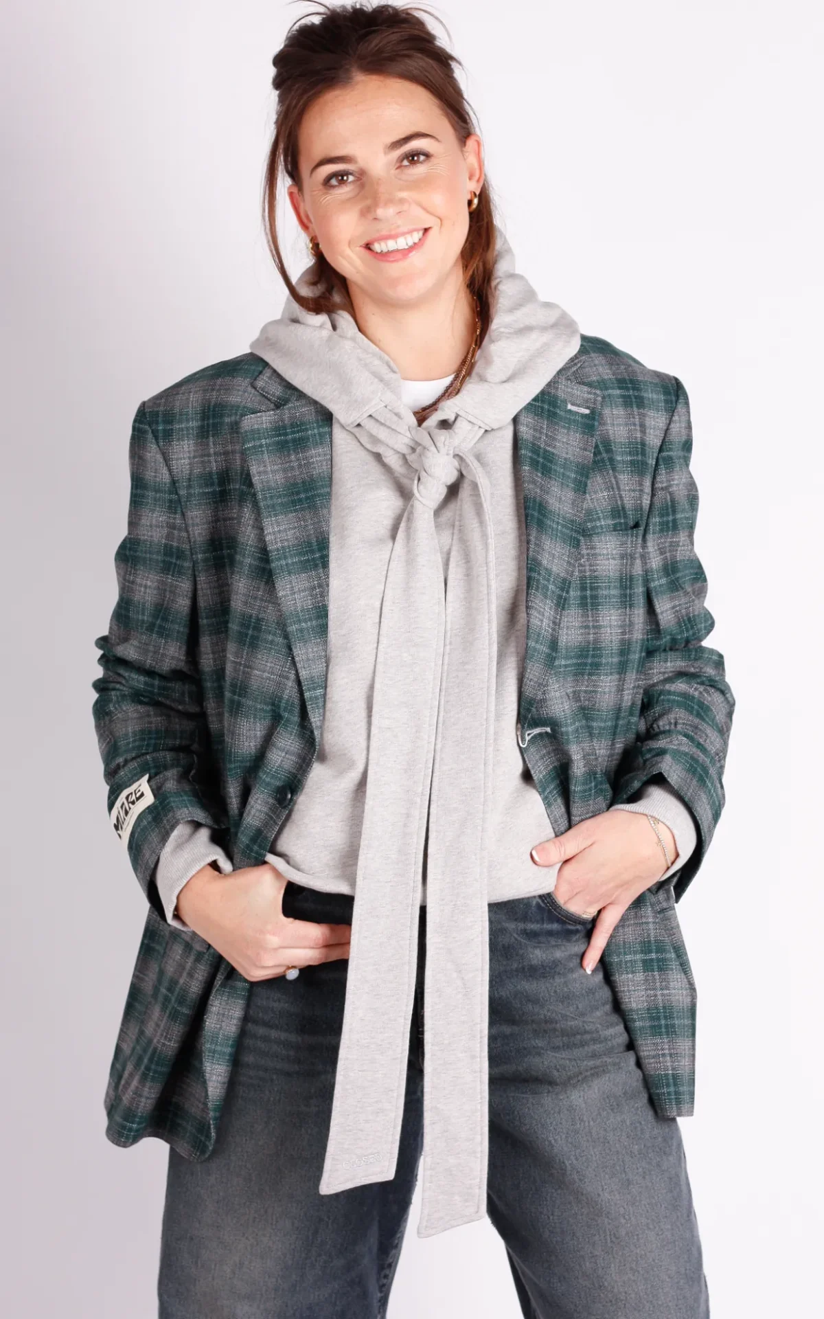 Maison Miare Maison Miare upcycled blazer Sculpted check green