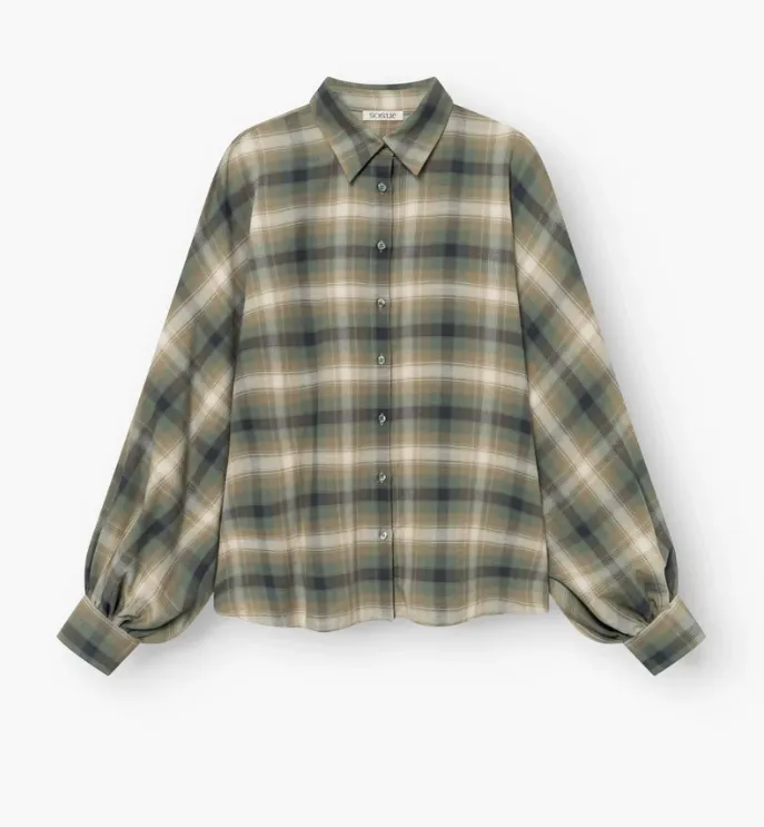 sosue-blouse-check-green-striped Sosue Sosue blouse Antonia plaid green